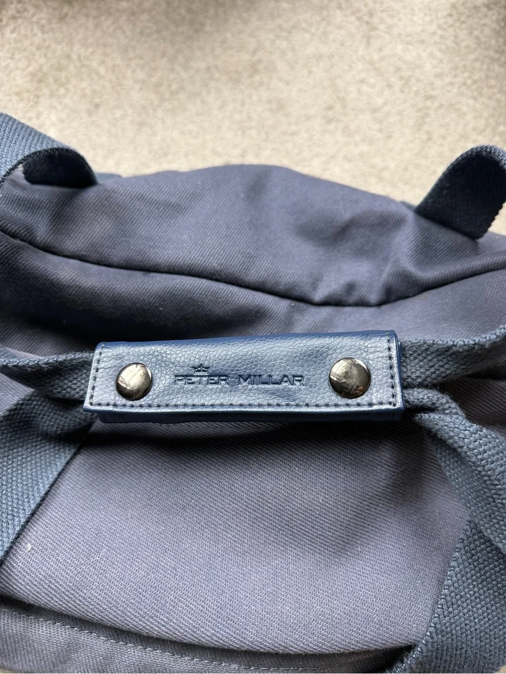 Peter Millar Navy Duffel Bag with Shoulder Strap